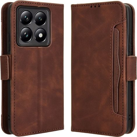 Funda tipo libro para Xiaomi 14T, con ranura para tarjeta, color marrón. (1/5)