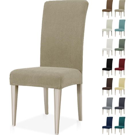 Lot de 6 housses de chaise extensibles et lavables, universelles pour salle à manger, mariage, hôtel (1/5)