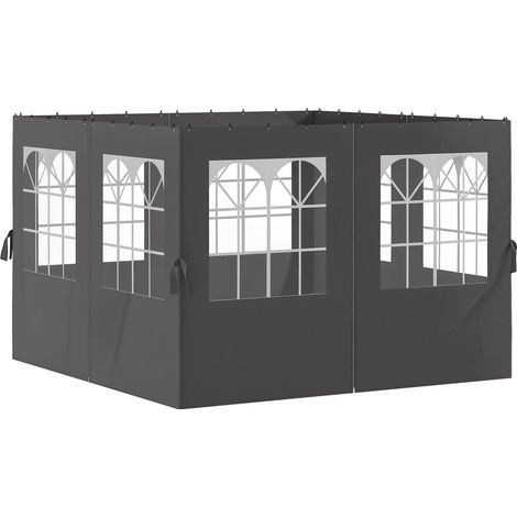 Pareti laterali per gazebo, 4 pannelli laterali per gazebo da giardino, con cerniera, gazebo 3 x 4 m, grigio scuro