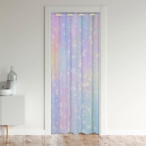 Clignotant Pastel Rideau de Porte 86x203cm Rainbow Rideau Occultant Rideaux Coloré Salon Chambre Violette Rose Rideaux Exterieur d'entrée - 86L X 203H cm (1 Panneaux) (1/5)