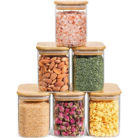 Lot de 6 Bocaux de Conservation Hermétiques 220 ml, Pots en Verre pour Épices et Aliments (1/5)