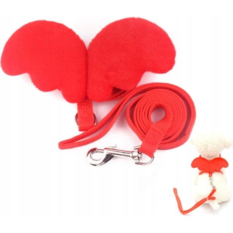 Arnés con alas para perros y gatos pequeños con correa XS 0,5-2 kg (rojo) (1/5)