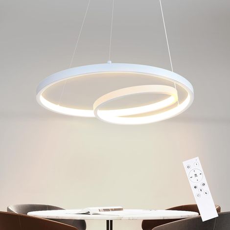 GBLY Pendelleuchte Esstisch Hängelampe LED: Dimmbar Küchenlampe Hängend Weiß Esszimmerlampe Modern Hängeleuchte Design Esstischlampe mit Fernbedienung 40CM für Küche Wohnzimmer Schlafzimmer Büro