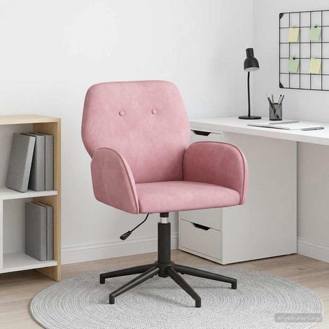 vidaXL Sedia da scrivania girevole 54 x 55 x 90 cm Rosa Velluto (V) (1/5)