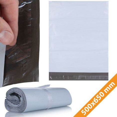 Pochette D Expédition - 500 X 650 Mm - Ldpe 50 Μm - Fermeture Autocollante - Blanc Opaque Intérieur Noir - Lot De 100 (1/5)
