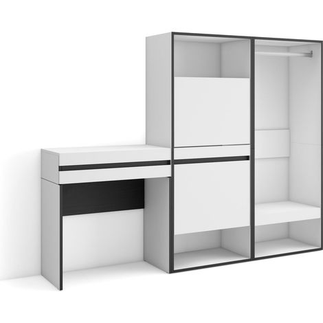 Skraut Home - Table Console d'Entrée, Grand espace de rangement, 190x145x35 cm, Avec tiroir, Meuble à Chaussures, Vestiaire ouvert, Style moderne, Blanc (1/5)
