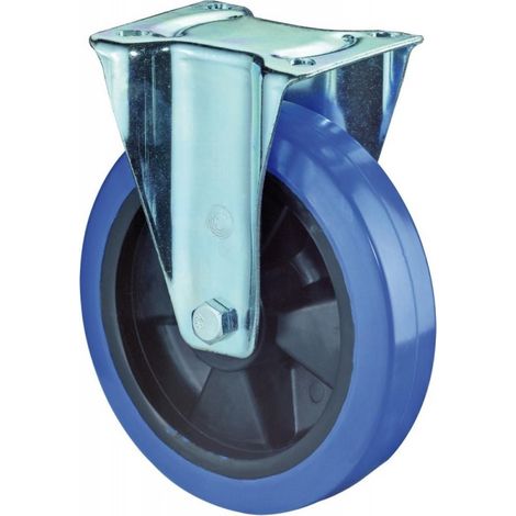 BS Rollen  ruota fissa  gomma elastica  blu cuscinetto  a rulli  Ø ruota  100 mm  140 kg  - L410.B61.101 (1/3)