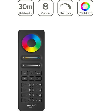 MiBoxer C8 RGB+CCT Fernbedienung, 8 Zonen zum Dimmen & zur Farbsteuerung - Farbe: schwarz (1/4)