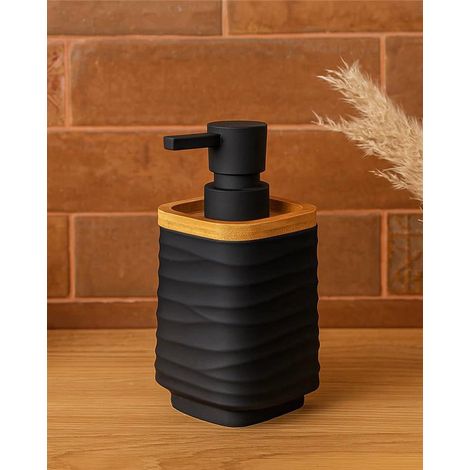 Dispenser sapone in plastica ABS e bamboo nero Alabama (1/2)