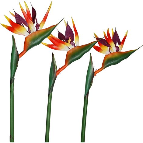 Un paradis chez vous  Grande fleur artificielle Oiseau de Paradis, structure en fil de fer et plastique, couleurs réalistes, résistante aux UV, caoutchouc souple.-AquaForge (1/5)
