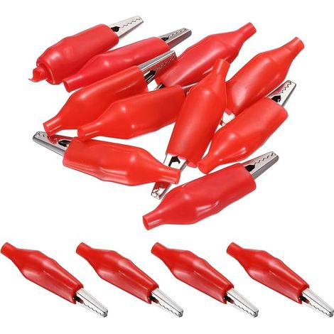 10Pcs Pinces Crocodile 35mm Grandes Pinces Électriques Rouge (1/5)