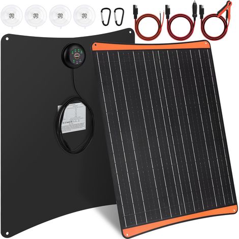 50W Panneau Solaire Portable 12V Chargeur Solaire Chargeur Batterie Voiture Solaire Panneaux Solaires Maintien de Charge Batterie Voiture Allume-Cigare Pinces Crocodile pour Bateau Moto (1/5)