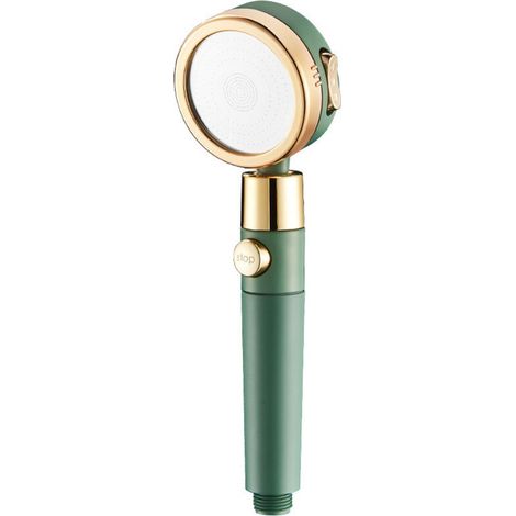 Shower head with water and dirt resistant spray head. High-pressure shower with 3+1 modes. Filter for massage shower head. Water stop with a simple press. ABS - Green (1/5)