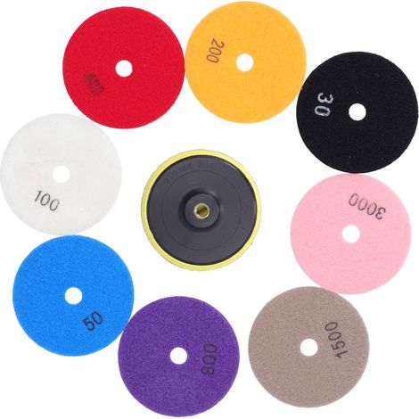 Set aus 9 flexiblen Diamantscheiben zum Polieren von Stein, Fliesen und Keramik - Nassschleifscheiben. (1/5)