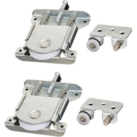 Set of 2 sliding wardrobe door elements, wheels, casters, rollers, guides with shock absorbers, load capacity 20 kg (1/5)