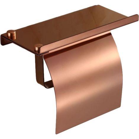 Porte-papier Hygiénique Mural, Porte-rouleau De Papier Toilette En Acier Inoxydable Antirouille Avec Étagère Pour Téléphone Pour Salle De Bain Et Cuisine Or rose. (1/4)