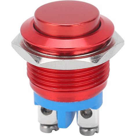 Interrupteur À Bouton Poussoir - Acier Inoxydable Étanche 16mm - Reset Automatique 220v - Rouge - 1 Pièce (1/5)