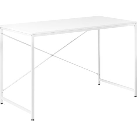 Desk White MDF Tabletop Powder Coated Iron Legs and Frame Home Office Modern Industrial ANDASTE