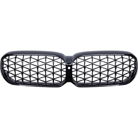 Grille de calandre "kidney" pour BMW Série 5 G30/G38 (525i, 530i, 540i) 2020+ Restylage (LCI) Style diamant Noir brillant