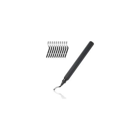 Manuelles Entgratwerkzeug, 1 Metallgriff + 11 Klingen BS1010 HSS, 360° drehbare Metall-Entgratklingen für 3D-Druckrohre, Kunststoff, Aluminium, Kupfer, PVC und Stahl (1/5)