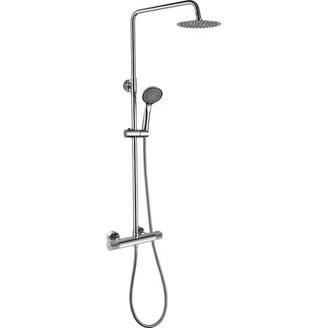 Kibath Columna Ducha manetas grafiladas termostática LOP redonda de 80-120 cm acabado CROMO brillo fabricado en latón (1/5)