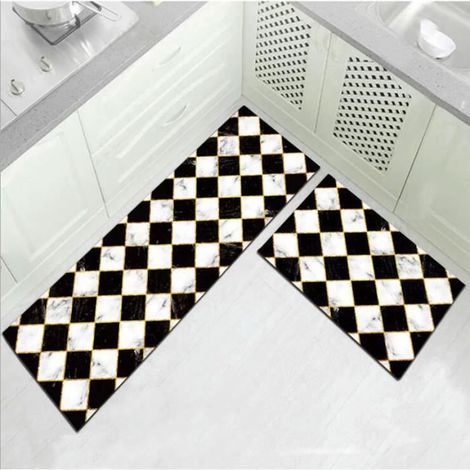 2 Kitchen Mats for Sink Area - Grey and Black