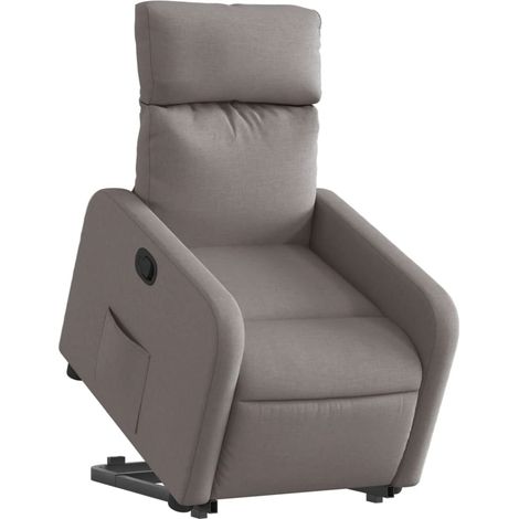Poltrona relax TV rivestimento confortevole funzione sollevamento elettrico in tessuto tortora DEC028192