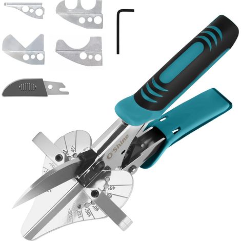 Ciseaux à Onglet Multi Angle à Cliquet - Cisaille à Onglet avec 4 Enclumes Interchangeables - Outil de Coupe 45-135° pour PVC et Bois - Inclut 1 Lame de Rechange (1/5)