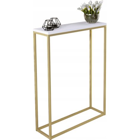 Consola 60x20 recibidor fabricada en perfiles 15x15 Oro Blanco Mate (1/4)