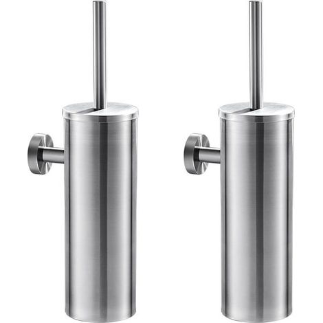 AuraLum Max 2 Stück Toilettenbürstenhalter aus Edelstahl mit wasserdichtem Wand-WC-Halter für Badezimmer, WC, WC, EU-Modell