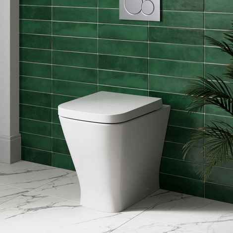 Back To Wall BTW Toilet Pan Soft Close Seat Concealed Cistern Dual Flush Button (1/5)