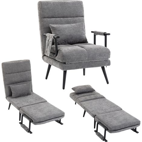 Schlafsessel 3 in 1 Klappbar Sessel mit Schlaffunktion, 186 x 60 cm Schlafsessel mit 5-stufig Verstellbarer Rückenlehne (1/5)