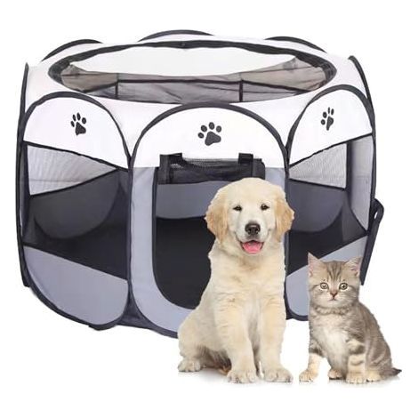 Duscdesp Clôture Portable pour Chien, Parc pour Chien Produits pour l'intérieur et l'extérieur, Toile Oxford imperméable Parc pour Chiots, Convient aux Petits Chats, Chiens, Lapins (Gr (1/5)
