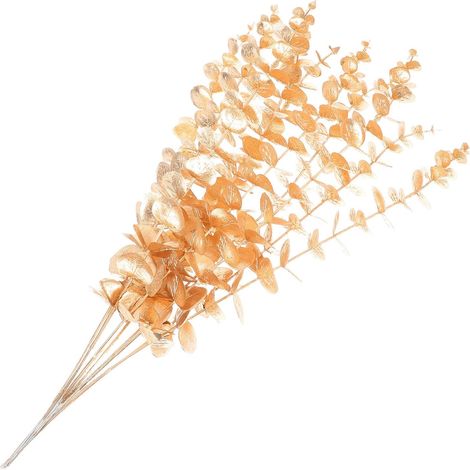 Golden Eucalyptus, Easy Care, Versatile Plastic Decor, 10 Artificial Plant Stems for Offices and Commercial Spaces (1/5)