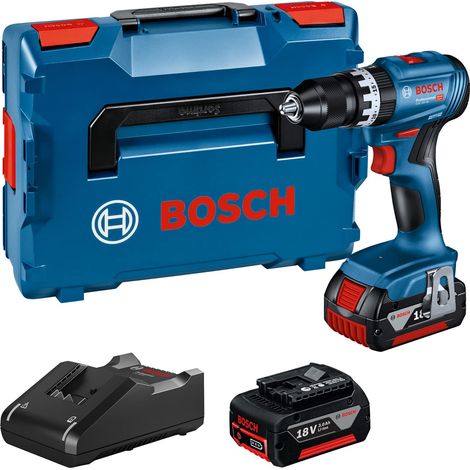 Trapano a percussione a batteria Bosch GSB 18V-45, 2x 3,0Ah, caricabatterie e L-BOXX