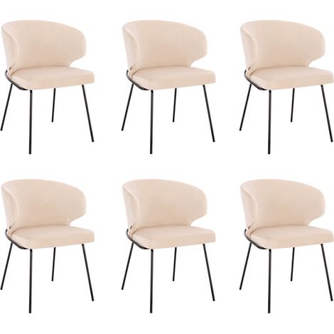 Home Deluxe - Silla de comedor AMARA terciopelo Color: Beige, Cantidad: 6 (1/4)