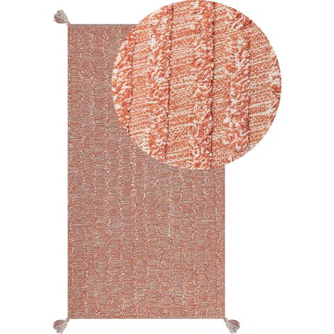 Tappeto in cotone con motivo semplice arancione 80 x 150 cm Mugla
