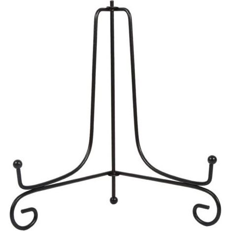 1 présentoir en fer, support chevalet noir pour plaque funéraire, cadre photo ou objet décoratif, hauteur 20 cm, diamètre compatible 26-30 cm (1/3)