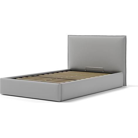 letto piazza e mezza contenitore "zoom" in ecopelle grigio 120x190 cm (1/4)