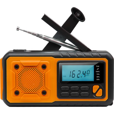 Radio météo d'urgence extérieure solaire à manivelle, radio numérique FM/AM/WB, lampe torche, lampe de lecture, alarme SOS, batterie 4000 mAh, prise casque 3,5 mm (1/5)