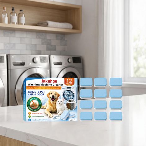 Washing Machine Cleaner Sheets - Household Washing Machine Tub Cleaner - Reduces Pet Hair Residue - 12 PIECES (1/5)