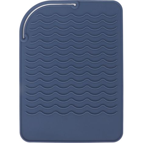 Tapis en silicone bleu antidérapant à motif ondulé, résistant à la chaleur, flexible et isolant thermique pour protection haute température. (1/5)