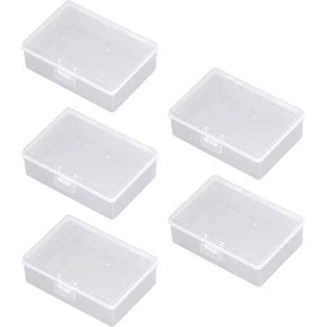 Boîte de rangement transparente étanche 5 pièces, petite boîte en plastique multifonction pour perles, bijoux, fournitures créatives, organisateur clair et robuste. (1/5)