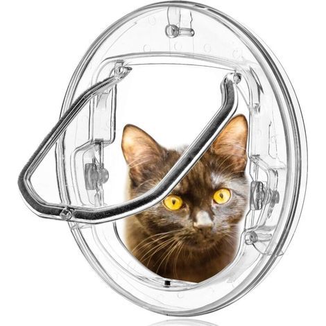 Chatière pour animaux domestiques, Chatière verrouillable, Pour portes intérieures et extérieures, mur ou litière cachée, Conseils d'installation faciles et rapides inclus- (1/5)