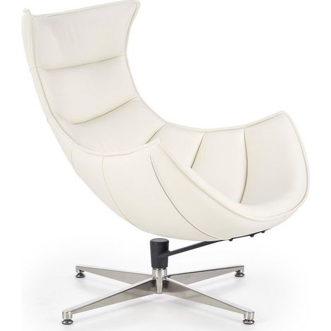 Fauteuil design pivotant blanc avec piètement en acier inoxydable Oliver (1/5)