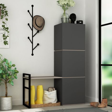 Schuhschrank Mello Anthrazitbraun Melamin 109x149x39 cm