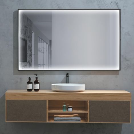 LEDIMEX - espejo 120x80cm LED antivaho negro mate