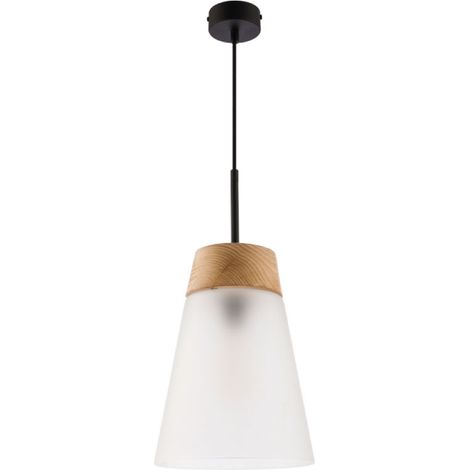 Lampada a sospensione Domino cono vetro bianco E27 Jupiter