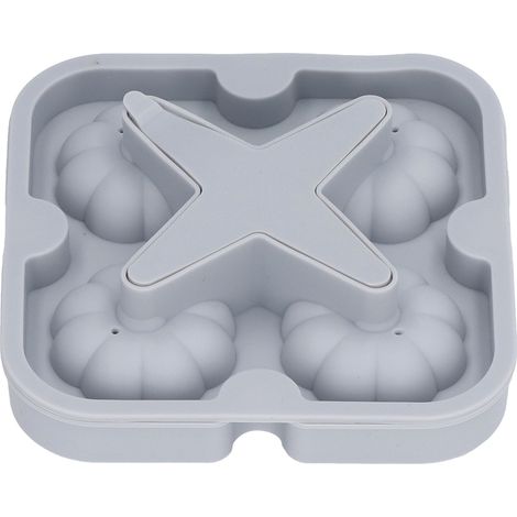 3D-Eiswürfelform in Kürbisform, aus lebensmittelechtem Silikon, 4 Fächer, leicht zu lösen, für Whisky, Kaffee, Tee und Cocktails (grau). (1/5)