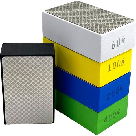 5 pièces de blocs de ponçage au diamant, tampons de polissage diamant de 60/100/200/400/600 pour le ponçage du marbre, des carreaux, de la pierre, de la céramique et du verre (1/4)